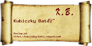 Kubiczky Bató névjegykártya